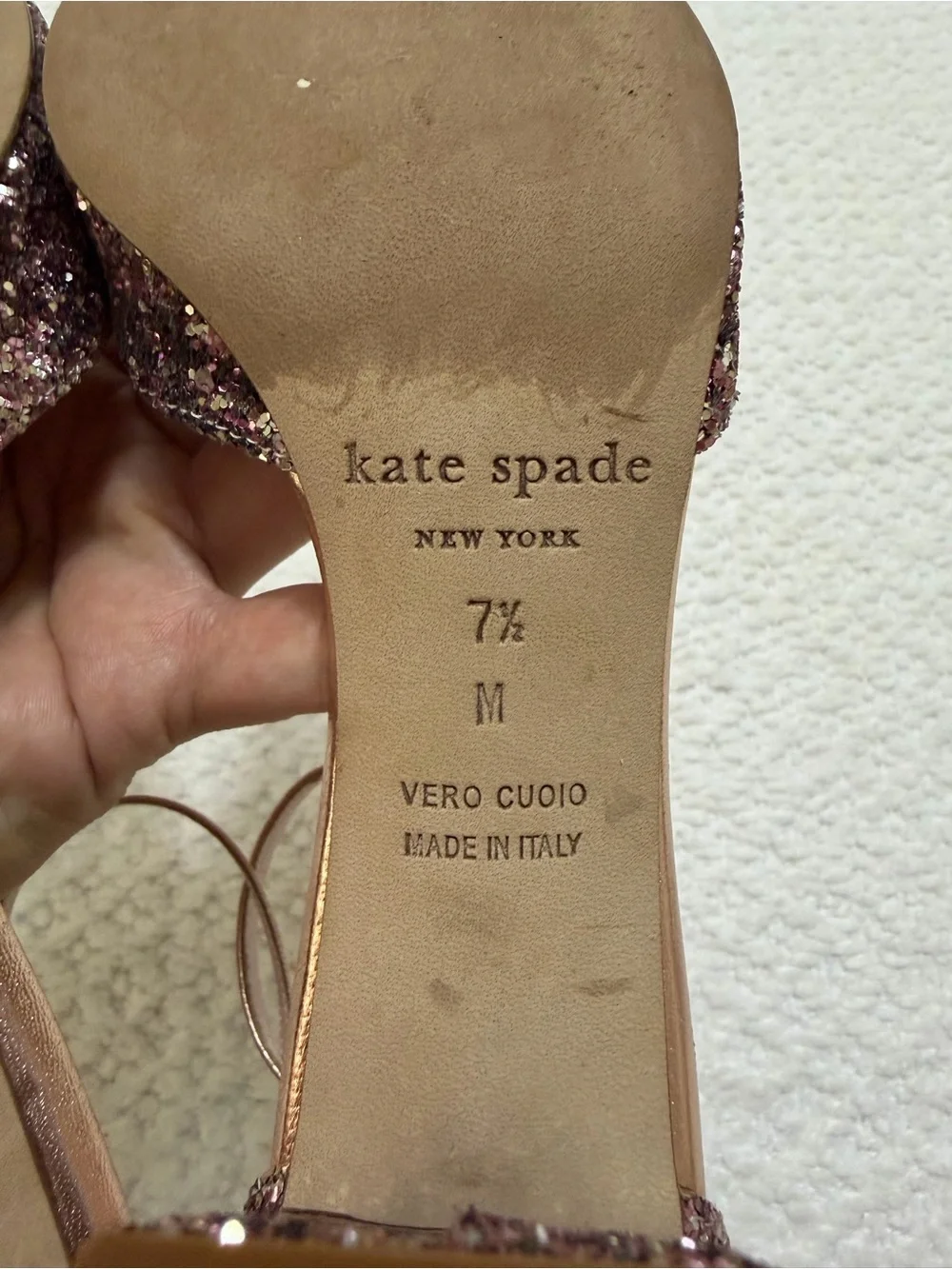 Kate Spade Baneera Rose Gold Glitter Heels Women’s Size 7.5